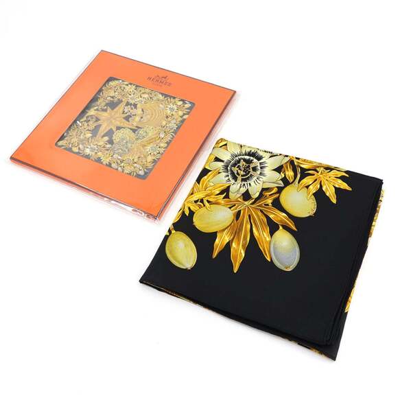 HERMES Authentic Black Silk Scarf - Picture 2 of 6